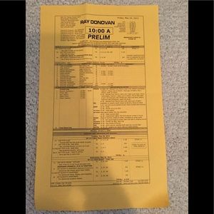 Ray Donovan show call sheet 5/24/2013